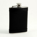 Black Leather Weaved Flask - 8 Oz.